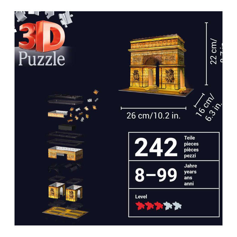 Puzzle 3D Arco Del Triunfo Noche 242 Pzs