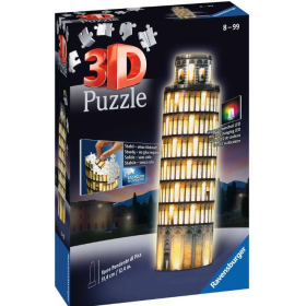 Puzzle 3D Torre De Pissa Edición Noche 221 Pzs De Ravensburger