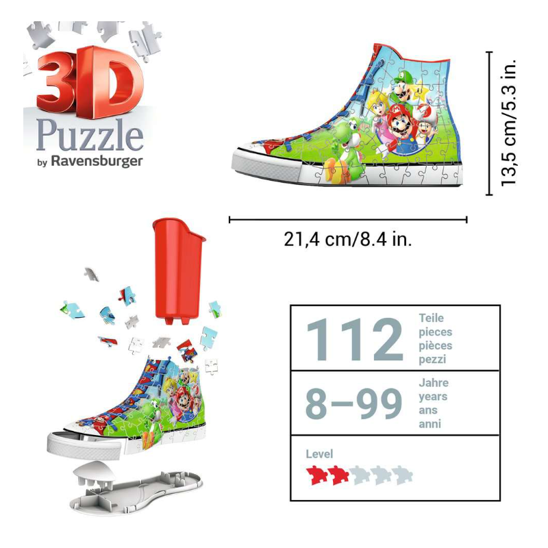Puzzle 3D Sneacker Mario Bros 112 Pzs