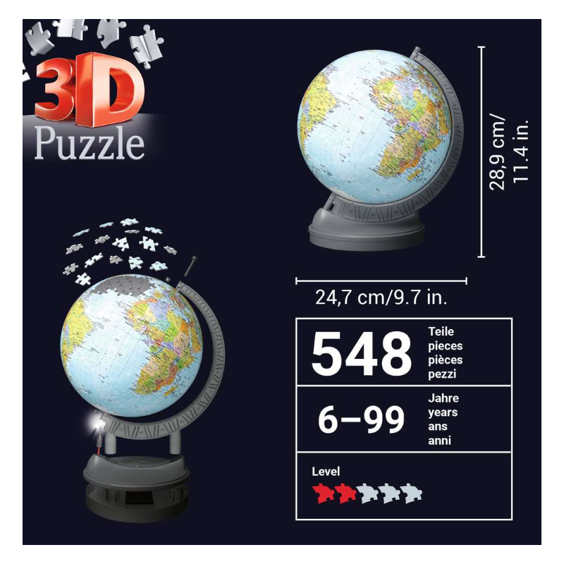 Puzzle 3D Globo Terráqueo 548 Pzs