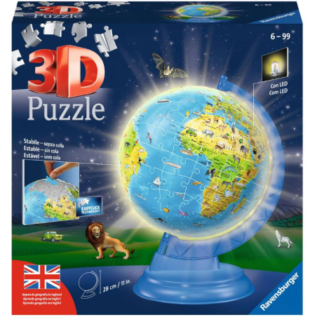 Puzzle 3D Globo Terráqueo Con Luz 108 Pzs De Ravensburger