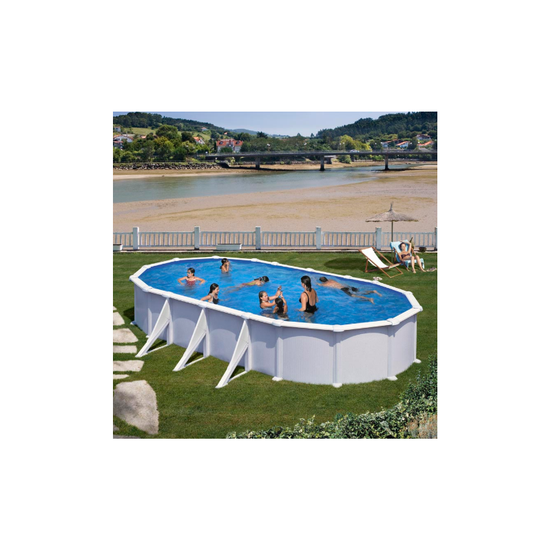 Piscina Acero Ovalada Blanca Atlantis 730x375x132 cm GRE
