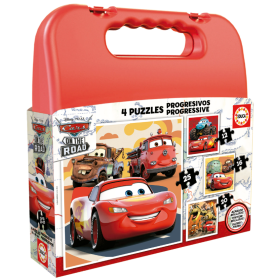Puzzle Maleta Progresiva Cars 12/16/20/25 Pzs De Educa