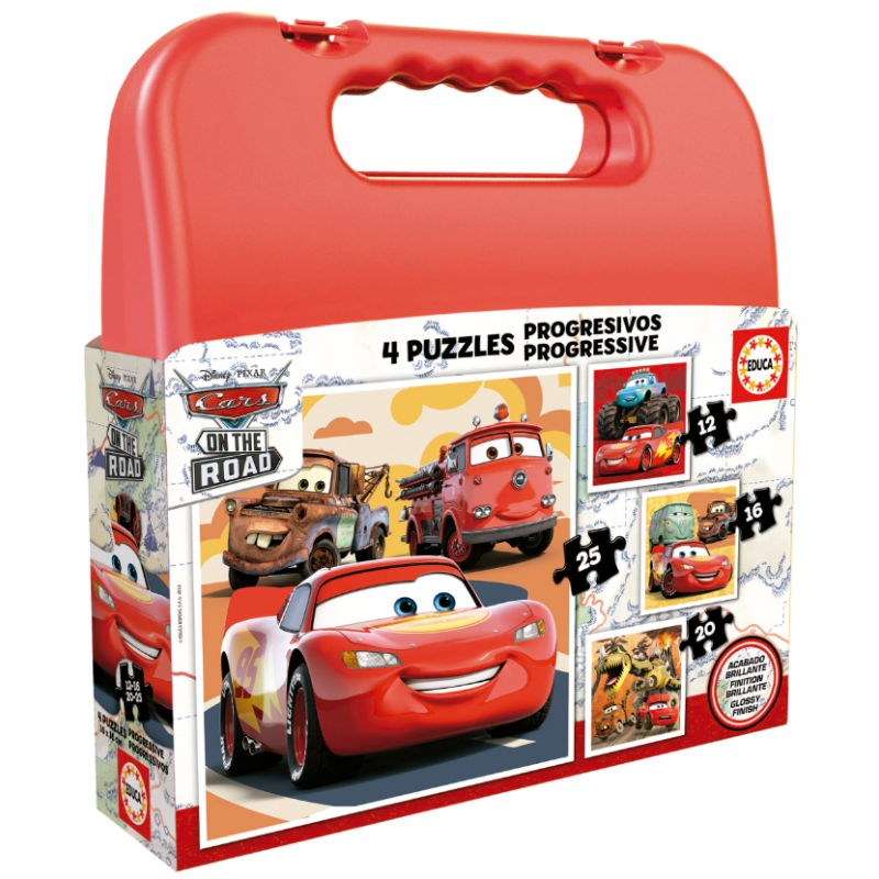 Puzzle Maleta Progresiva Cars 12/16/20/25 Pzs De Educa