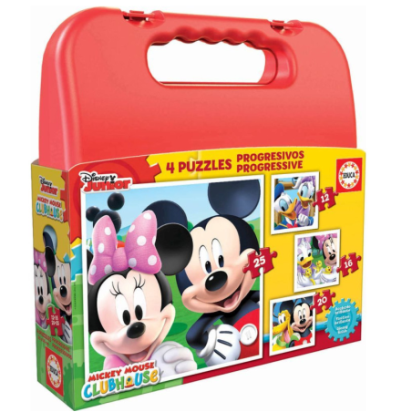 Puzzle Maleta Progresiva Mickey 12/16/20/25 Pzs De Educa