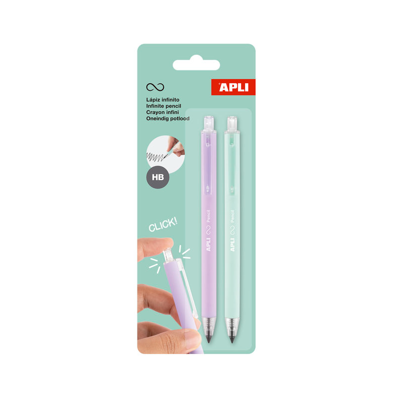 Pack 2 Lápiz Infinito Retráctil Lila/Verde De Apli