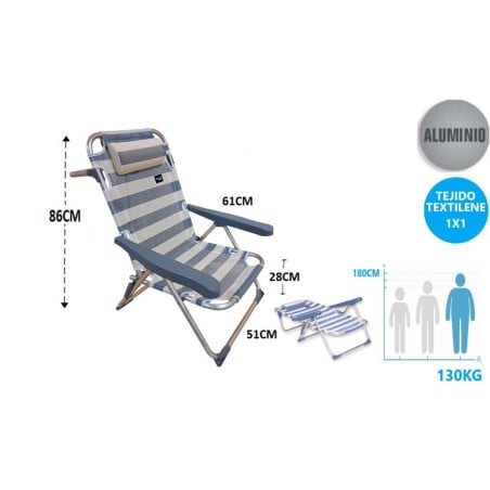 Silla Aluminio Marbella Textilene 4 Posiciones