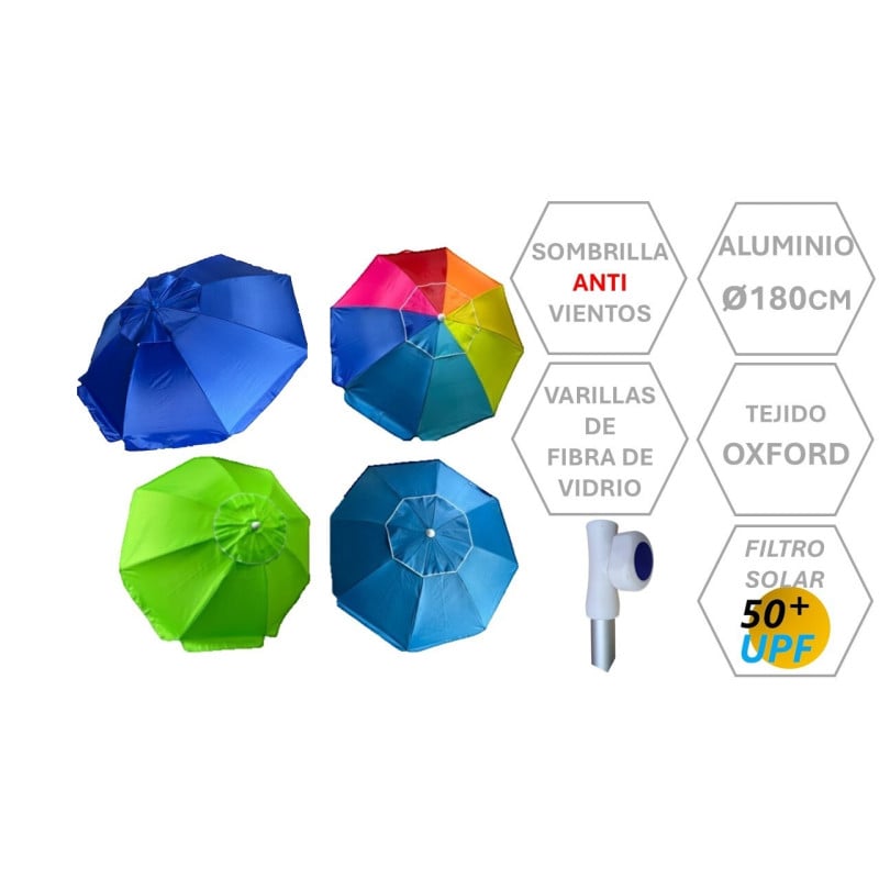 Sombrilla Aluminio Malvarrosa 180 cm