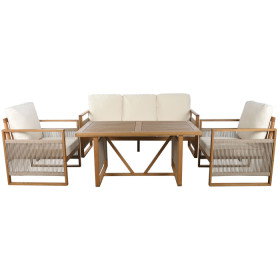 Set Sofá Cuerdas 4 Piezas con Mesa 182x72x80 cm