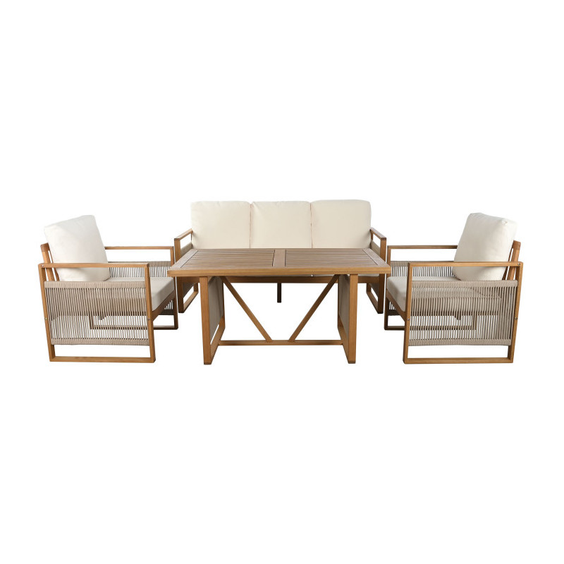 Set Sofá Cuerdas 4 Piezas con Mesa 182x72x80 cm