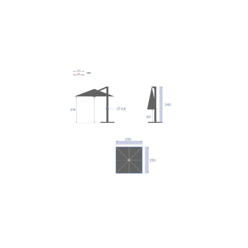 Parasol Manoa Topo 2,5x2,5 m