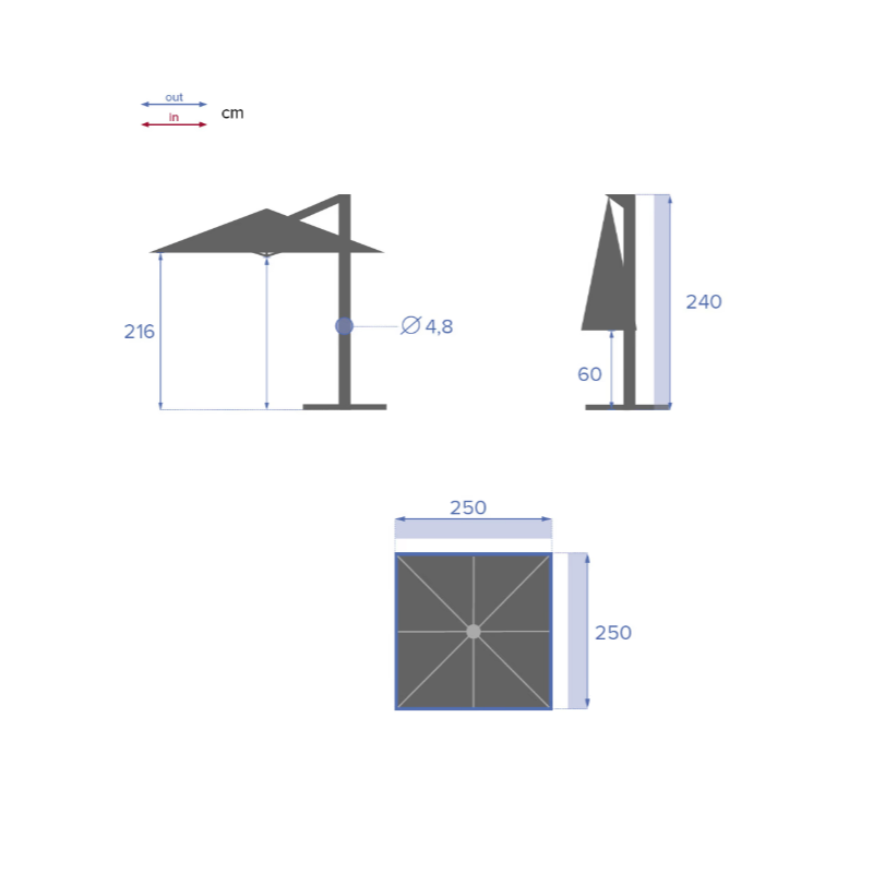 Parasol Manoa Burdeos 2.5x2.5 m