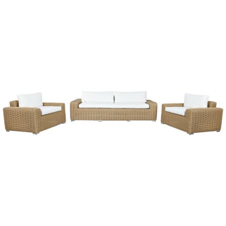 Sofá Set 4 Ratan Sintético Poliéster 222x85x80