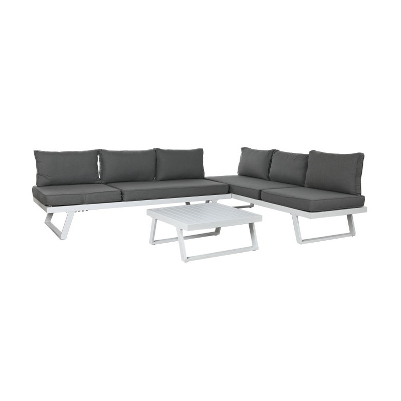 Set Jardín 6 Plazas Metal Poliéster Gris