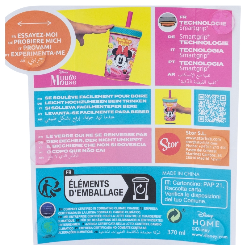 Vaso Antivuelco Minnie 370 ML