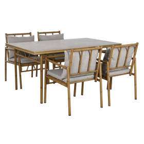 mesa comedor exterior imitación bambu