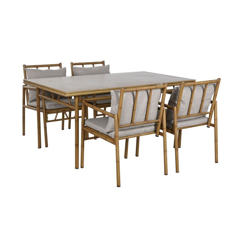 mesa comedor exterior imitación bambu