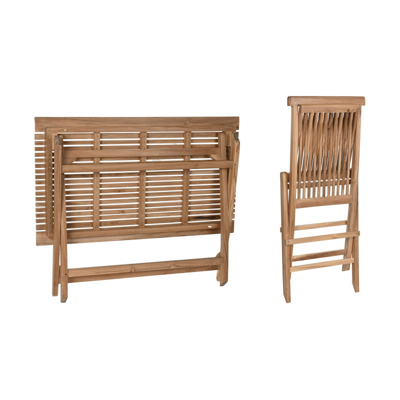 Set de Comedor Exterior 5 piezas en Teca Plegable