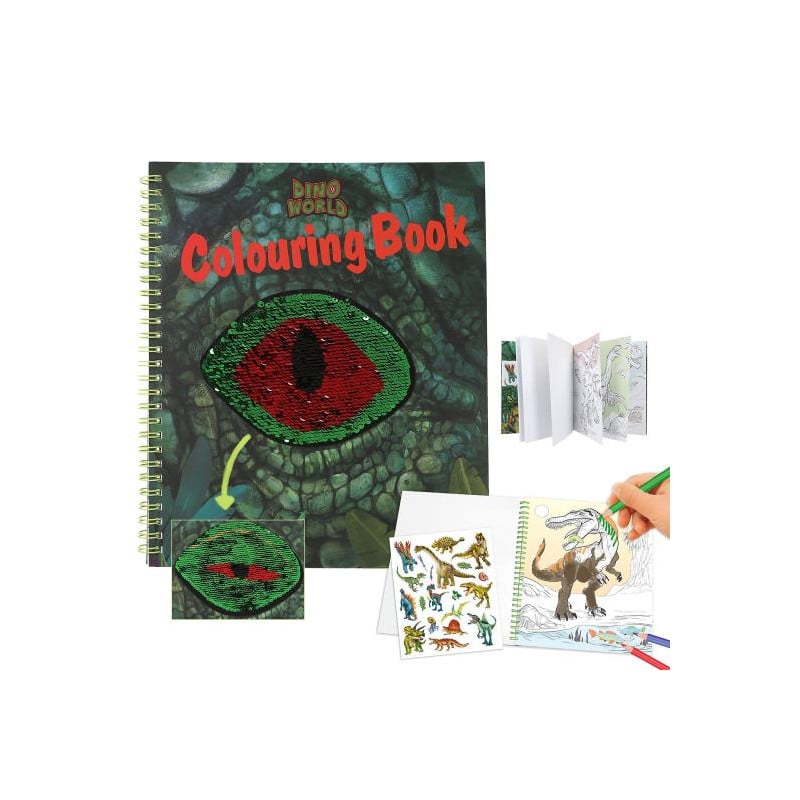 Dino World Libro Colorear Con Lentejuelas