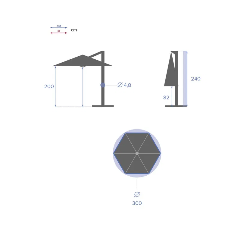 Parasol Manoa 3 m Azul Pato