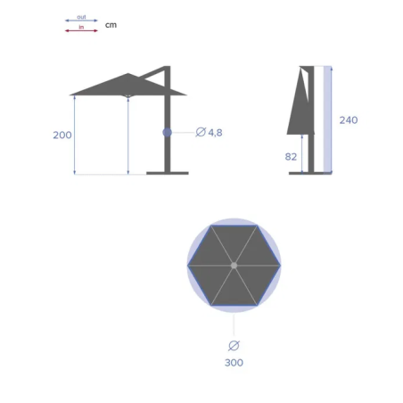 Parasol Manoa 3 m Azul Pato