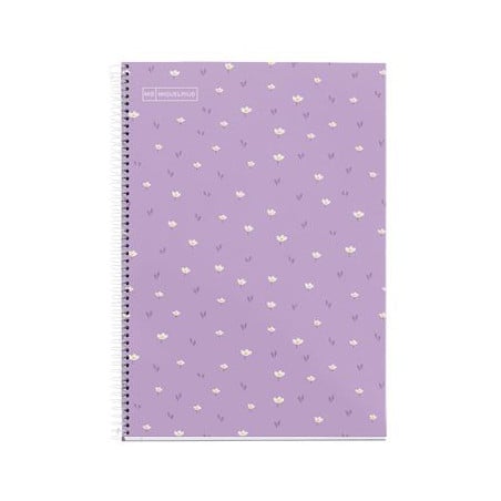 Cuaderno Escolar 80H Margen Flores Lila