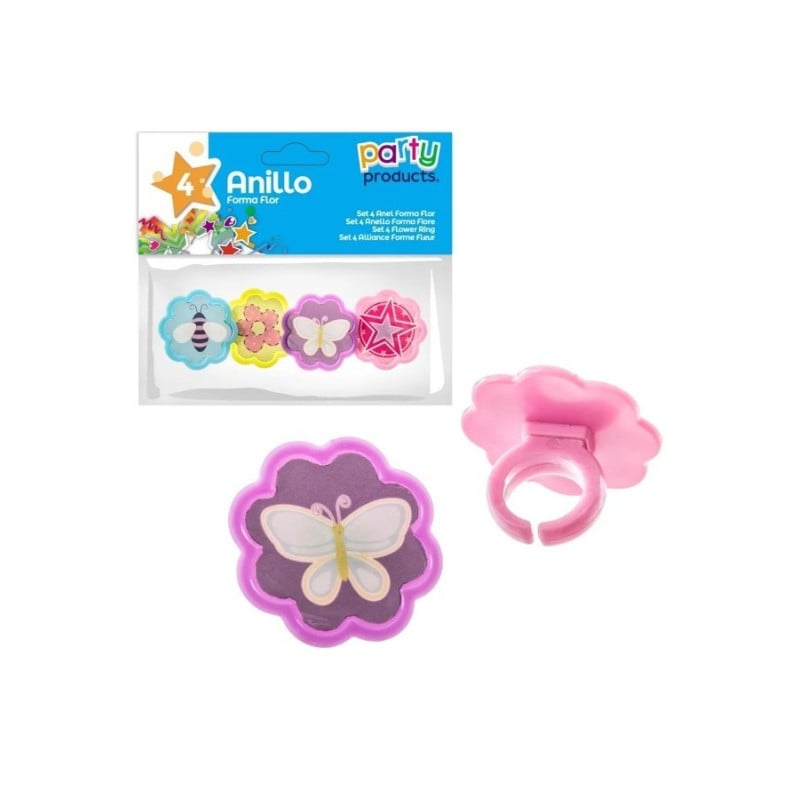 4 Anillos En Forma Flor