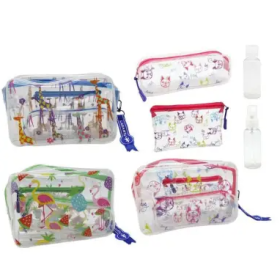 Set 3 Neceseres Pvc Estampado Con 2 Botes De Bismark