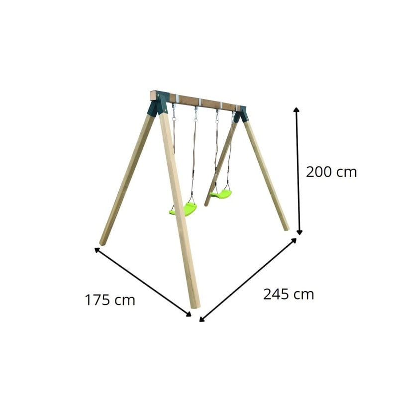 Columpio de madera cuadrada MASGAMES REIKO Dos asientos planos 