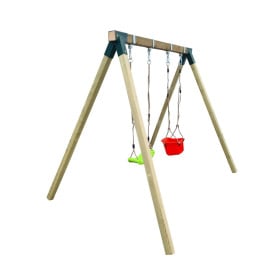 Columpio de madera cuadrada MASGAMES REIKO Asiento plano + asiento de bebé 