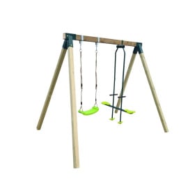 Columpio de madera cuadrada MASGAMES REIKO con balancín cara a cara  2