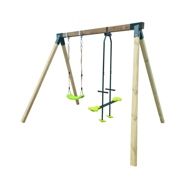 Columpio de madera cuadrada MASGAMES REIKO con balancín cara a cara 