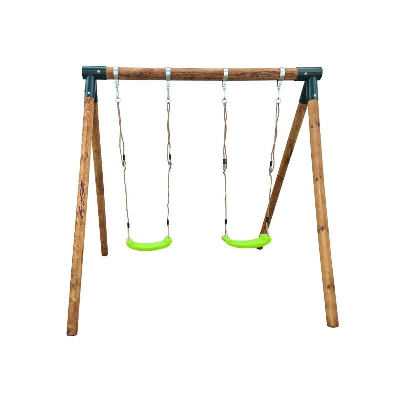 Columpio doble de madera redonda MASGAMES KABA Dos asientos planos 