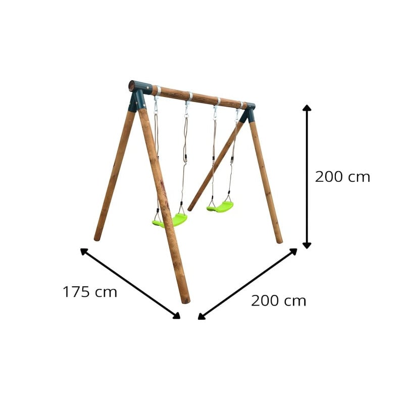 Columpio doble de madera redonda MASGAMES KABA Dos asientos planos 