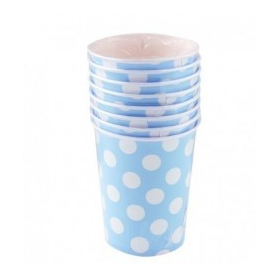 Vasos Azul Claro Puntos Blancos 8 Ud