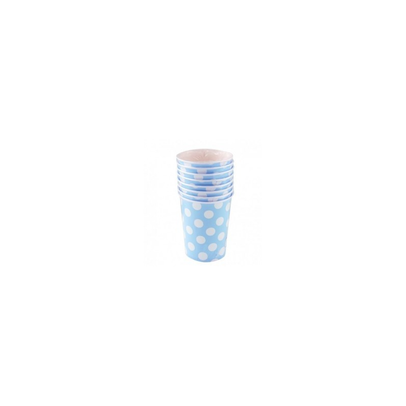 Vasos Azul Claro Puntos Blancos 8 Ud