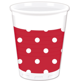 Vasos Rojo Puntos Blancos 8 Ud