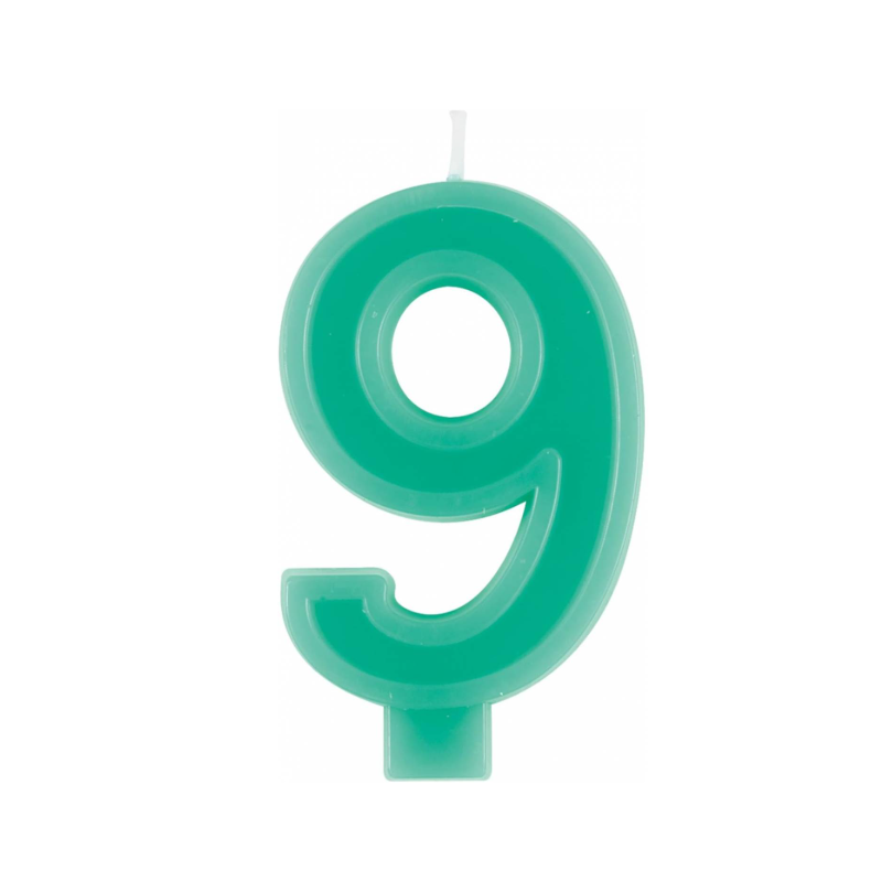 Vela Verde Número 9 De Fiesta Y Cumpleaños