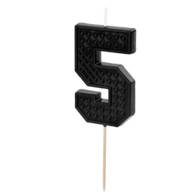 Vela Cumpleaños Número 5 Negra De Fiesta Y Cumpleaños