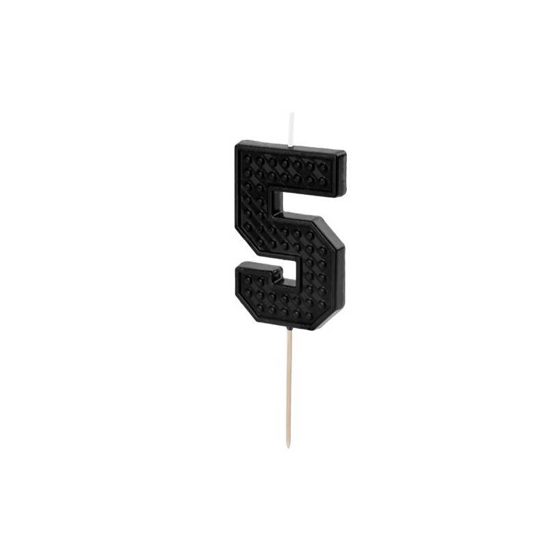 Vela Cumpleaños Número 5 Negra De Fiesta Y Cumpleaños