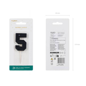 Vela Cumpleaños Número 5 Negra De Fiesta Y Cumpleaños 2