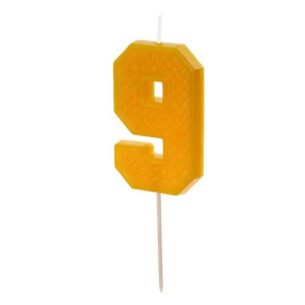Vela Cumpleaños Número 9 Amarilla De Fiesta Y Cumpleaños