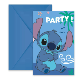 Invitaciones Stitch Y Angel 6 Uds De Fiesta Y Cumpleaños