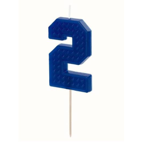 Vela Cumpleaños Número 2 Azul De Fiesta Y Cumpleaños