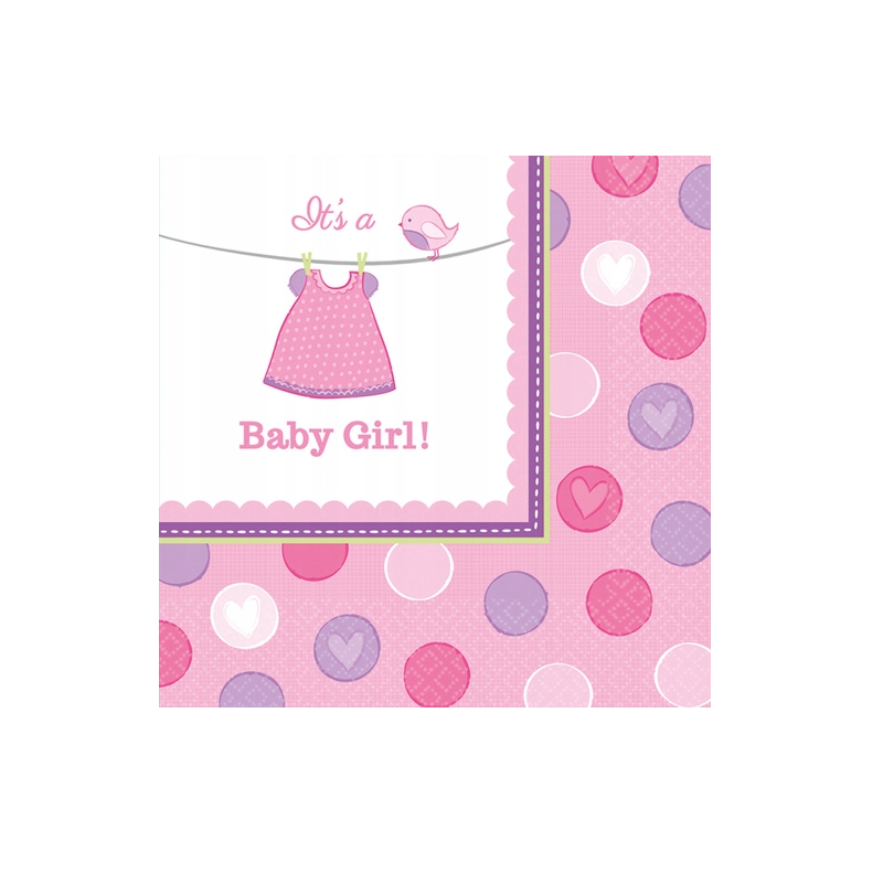 Servilletas Shower With Love Girl 33x33 Cm De Fiesta Y Cumpleaños