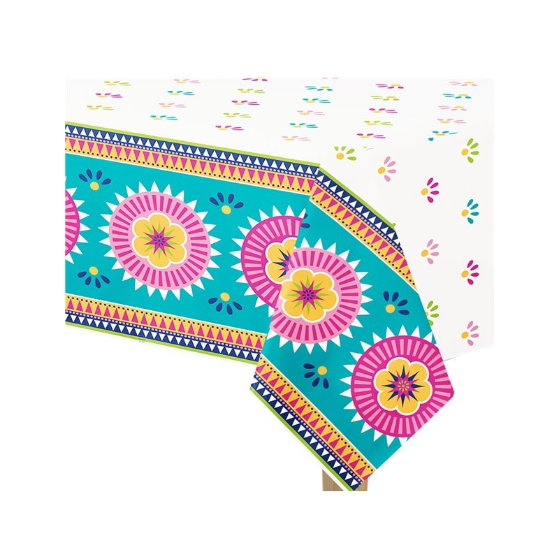 Mantel Plástico Rectangular Boho Fiesta De Fiesta Y Cumpleaños