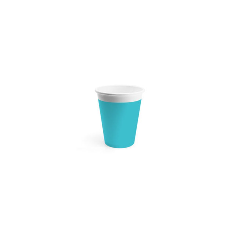 Vasos Papel Turquesa 200 Ml 8 Ud  De Fiesta Y Cumpleaños