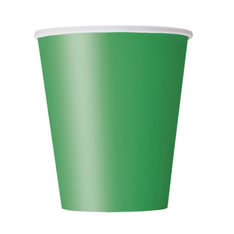 Vasos De Papel Verde Lima 266 Ml 14 Ud De Fiesta y Cumpleaños