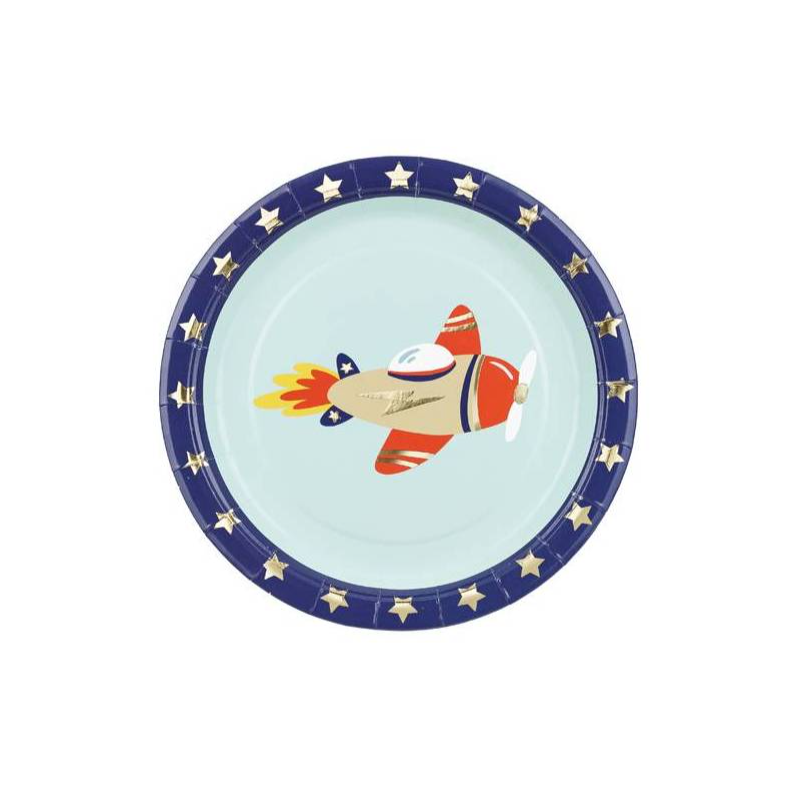Platos Avión 18x18 Cm 6 Ud De Fiesta y Cumpleaños