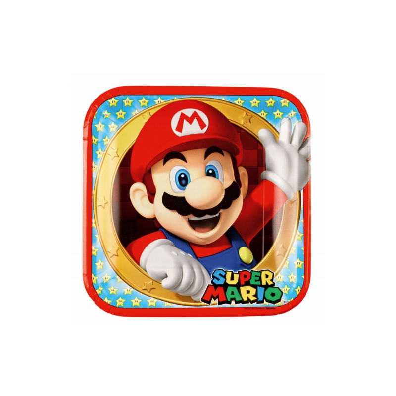 Platos Super Mario 23 Cm 8 Ud De Fiesta y Cumpleaños